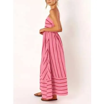 Chouyatou Women's Striped Back Smocked Maxi Dress