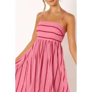 Chouyatou Women's Striped Back Smocked Maxi Dress