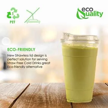 [25 PACK] 24 oz Cups | Iced Coffee Cups and Sip Through Lids | Cold Smoothie | Disposable Plastic Cups with Sip Through Lids | Clear Pet Cups | Ideal for Parfait, Juice, Soda, Party, BPA Free