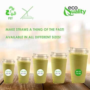 [25 PACK] 24 oz Cups | Iced Coffee Cups and Sip Through Lids | Cold Smoothie | Disposable Plastic Cups with Sip Through Lids | Clear Pet Cups | Ideal for Parfait, Juice, Soda, Party, BPA Free