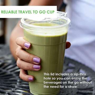 [25 PACK] 24 oz Cups | Iced Coffee Cups and Sip Through Lids | Cold Smoothie | Disposable Plastic Cups with Sip Through Lids | Clear Pet Cups | Ideal for Parfait, Juice, Soda, Party, BPA Free