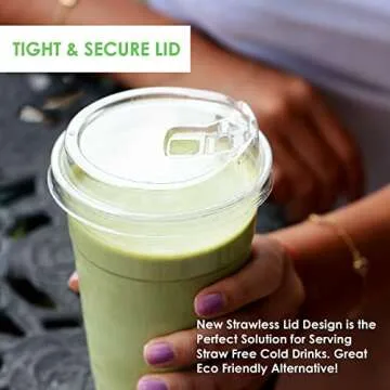 [25 PACK] 24 oz Cups | Iced Coffee Cups and Sip Through Lids | Cold Smoothie | Disposable Plastic Cups with Sip Through Lids | Clear Pet Cups | Ideal for Parfait, Juice, Soda, Party, BPA Free