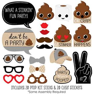Big Dot of Happiness Party 'Til You're Pooped - Poop Emoji Party Photo Booth Props Kit - 20 Count