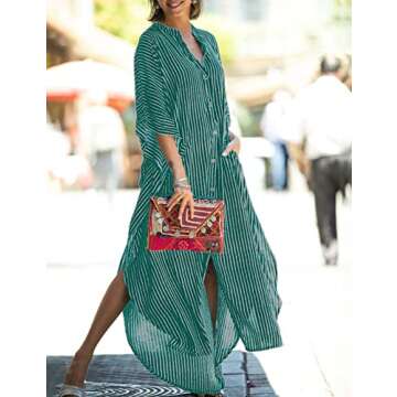 Bsubseach Button Down Kaftan Dress Women Oversized Cover Up