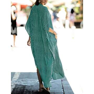 Bsubseach Button Down Kaftan Dress Women Oversized Cover Up