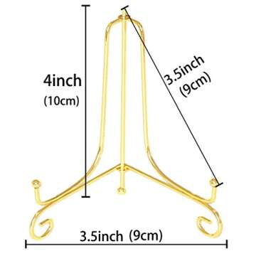 Artliving (2 pack 4" Iron Display Stand, Gold Small Iron Easel Plate Display Photo Holder Stand, Dis...