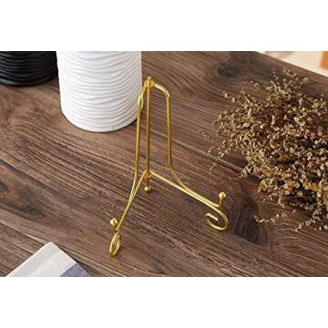 Artliving (2 pack 4" Iron Display Stand, Gold Small Iron Easel Plate Display Photo Holder Stand, Displays card,cookie, Decorative Plates,Artwork