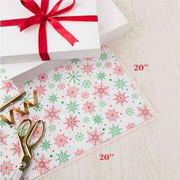 Christmas Tissue Paper for Gift Bags- 50 Sheets of Tissue Paper for Christmas Gift Wrap (20"x20")- H...