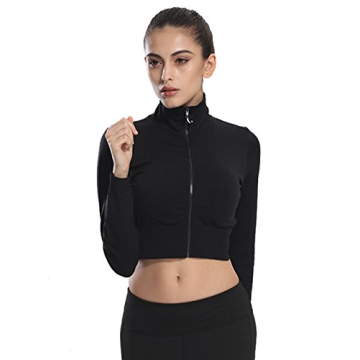 J-pinno Women's Crop Top Jacket for Active Wear Style
