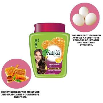 Dabur Vatika Naturals Hair Masks - Nourishment Hot Oil, Deep Hydration, and Transformation for Dry, Damaged, and Thick Hair - Enriching Care for Vibrant Hair - Infused with Honey & Egg Goodness (1 KG)