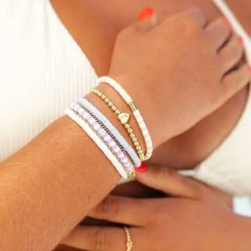 Gold Beaded Charm Bracelet - Personalized Elegance