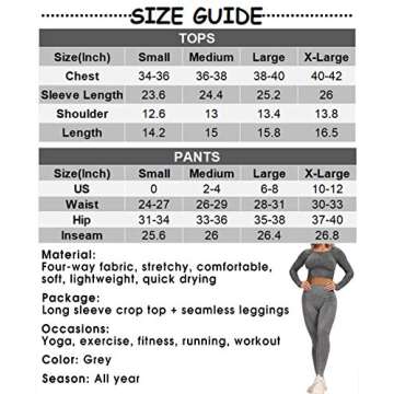 YOFIT Women 2 Piece Yoga Fitness Clothes Exercise Sportswear Grey Anti Cellulite Slimming Booty Sport Pants with Yoga Gym Crop Top