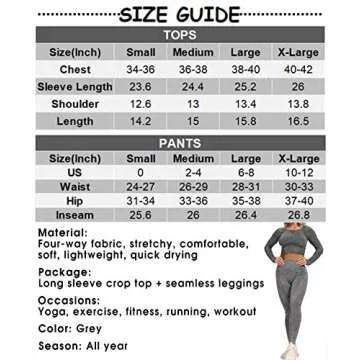 YOFIT Women 2 Piece Yoga Fitness Clothes Exercise Sportswear Grey Anti Cellulite Slimming Booty Sport Pants with Yoga Gym Crop Top