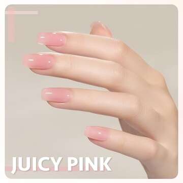 GAOY Sheer Pink Nude Gel Nail Polish, 16ml Jelly Neutral Peach Translucent Color 1355 UV Light Cure Gel Polish for Nail Art DIY Manicure and Pedicure at Home