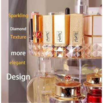 COMODID 360 Rotating Makeup Organizer, Adjustable Bathroom Makeup Spinning Storage Holder, Large Capacity Carousel Cosmetics Display Cases for Vanity, Skincare, Countertop Organization