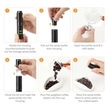 AIEVE Coffee Bean Dosing Cup and Spray Bottle Set, Espresso Accessories Coffee Accessories for Coffee Bar (White)