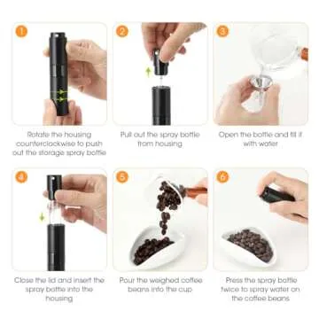 AIEVE Coffee Bean Dosing Cup and Spray Bottle Set, Espresso Accessories Coffee Accessories for Coffee Bar (White)