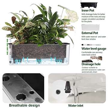 J&C Self Watering Planter for Indoor Plants