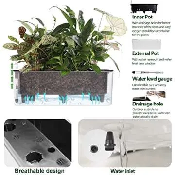 J&C Self Watering Planter for Indoor Plants