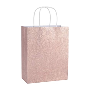 Rose Gold Glitter Gift Bags Set with Tissue Paper