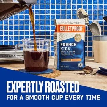 Bulletproof French Kick Dark Roast Ground Coffee, 12 Ounces, 100% Arabica Coffee Sourced from Central and South America