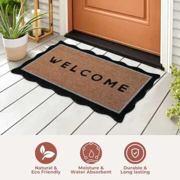 Folkulture Welcome Mats Outdoor, Eco Friendly Welcome Mats for Front Door Outdoor, 16 X 28 Inch Welcome Matt or Doormat for Home Entrance, Durable & Anti Slip Coir Door Mats or Welcome Rug (Welcome)