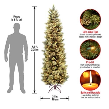 Lifelike 7.5 ft Pre-Lit Carolina Pine Christmas Tree