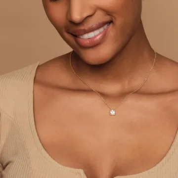 PAVOI 14K Gold Plated Rectangle Solitaire Pendant Necklace