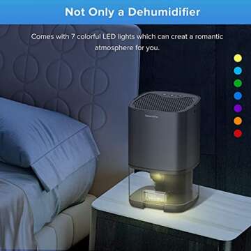 LAOVER Dehumidifier for Home, 1000mL with Auto Shut Off, 258 sq ft Portable Ultra Quiet Small Dehumidifiers against Moisture Mold, Bedroom Bathroom Basement Closet Garage RV (Violet)