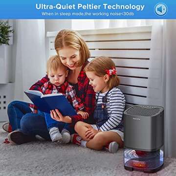 LAOVER Dehumidifier for Home, 1000mL with Auto Shut Off, 258 sq ft Portable Ultra Quiet Small Dehumidifiers against Moisture Mold, Bedroom Bathroom Basement Closet Garage RV (Violet)