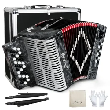 Premium Diatonic Accordion, 31 Key 12 Bass, G/C/F Tone, Accessories Included