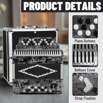 Diatonic Accordion 31 Key 12 Bass G/C/F Tone with Accessories