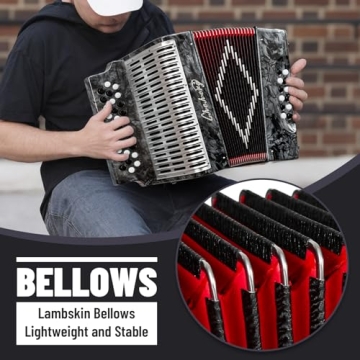 Diatonic Accordion 31 Key 12 Bass G/C/F Tone with Accessories