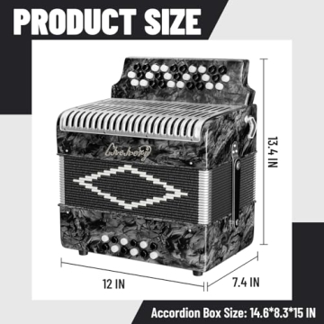 Diatonic Accordion 31 Key 12 Bass G/C/F Tone with Accessories