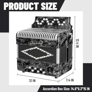 Diatonic Accordion 31 Key 12 Bass G/C/F Tone with Accessories