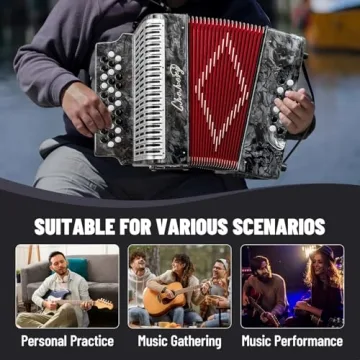 Diatonic Accordion 31 Key 12 Bass G/C/F Tone with Accessories