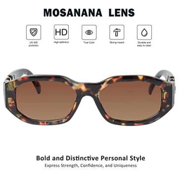 mosanana Tortoise Shell Sunglasses for Women Men Leopard Print Trendy Rectangle Vintage Cool Retro F...
