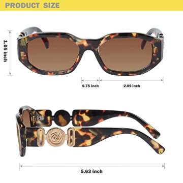 mosanana Tortoise Shell Sunglasses for Women Men Leopard Print Trendy Rectangle Vintage Cool Retro Fashion 90s Cute Funky 70s Aesthetic Small Oval 2000s Stylish 2023 Chunky Baddie Irregular