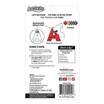 ArtSkills 2.5" Poster Letters and Numbers, A-Z and 0-9, Assorted, Holographic Colors, 228-Count (PA-1444)
