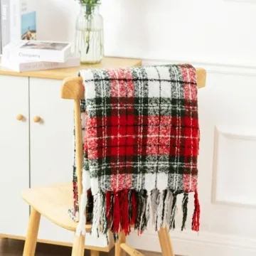 Quinnsus Red Plaid Christmas Throw Blanket Faux Cashmere