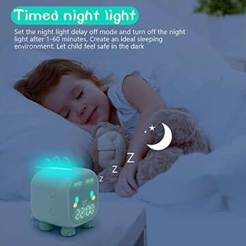 Ornalry Kids Alarm Clock, Digital Alarm Clock for Kids Bedroom, Cute Dinosaur Alarm Clock Wake Up & ...