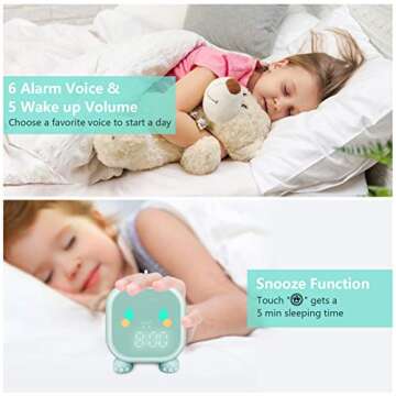 Ornalry Kids Alarm Clock, Digital Alarm Clock for Kids Bedroom, Cute Dinosaur Alarm Clock Wake Up & Night Light with USB Alarm Clock for Boys Girls Birthday Gifts