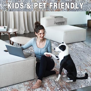 Stylish 8x10 Machine Washable Area Rug - Non-Slip & Soft