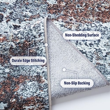 Stylish 8x10 Machine Washable Area Rug - Non-Slip & Soft