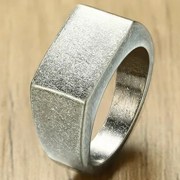 Vintage Style Stainless Steel Signet Ring by Jude Jewelers
