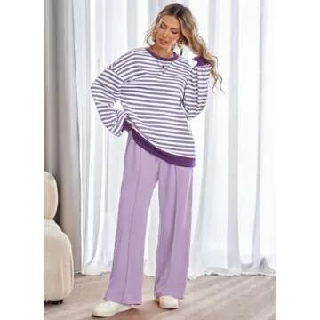 Kikibell Women's Comfy Travel Set in Purple & White