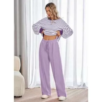 Kikibell Women's Comfy Travel Set in Purple & White