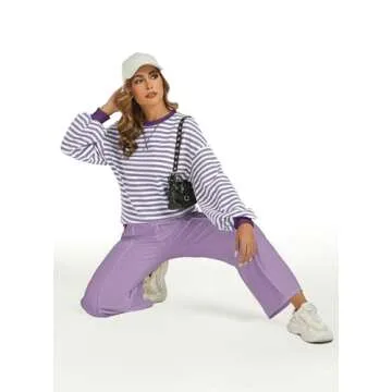 Kikibell Women's Comfy Travel Set in Purple & White