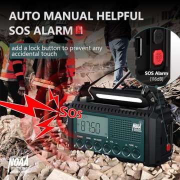 Emergency Radio AUTO NOAA Weather Radio, Hand Crank Solar AM/FM/SW NOAA Shortwave Radio for Survival...