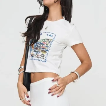 Trendy Y2K Vintage Crop Top for Women - Italia Stamp